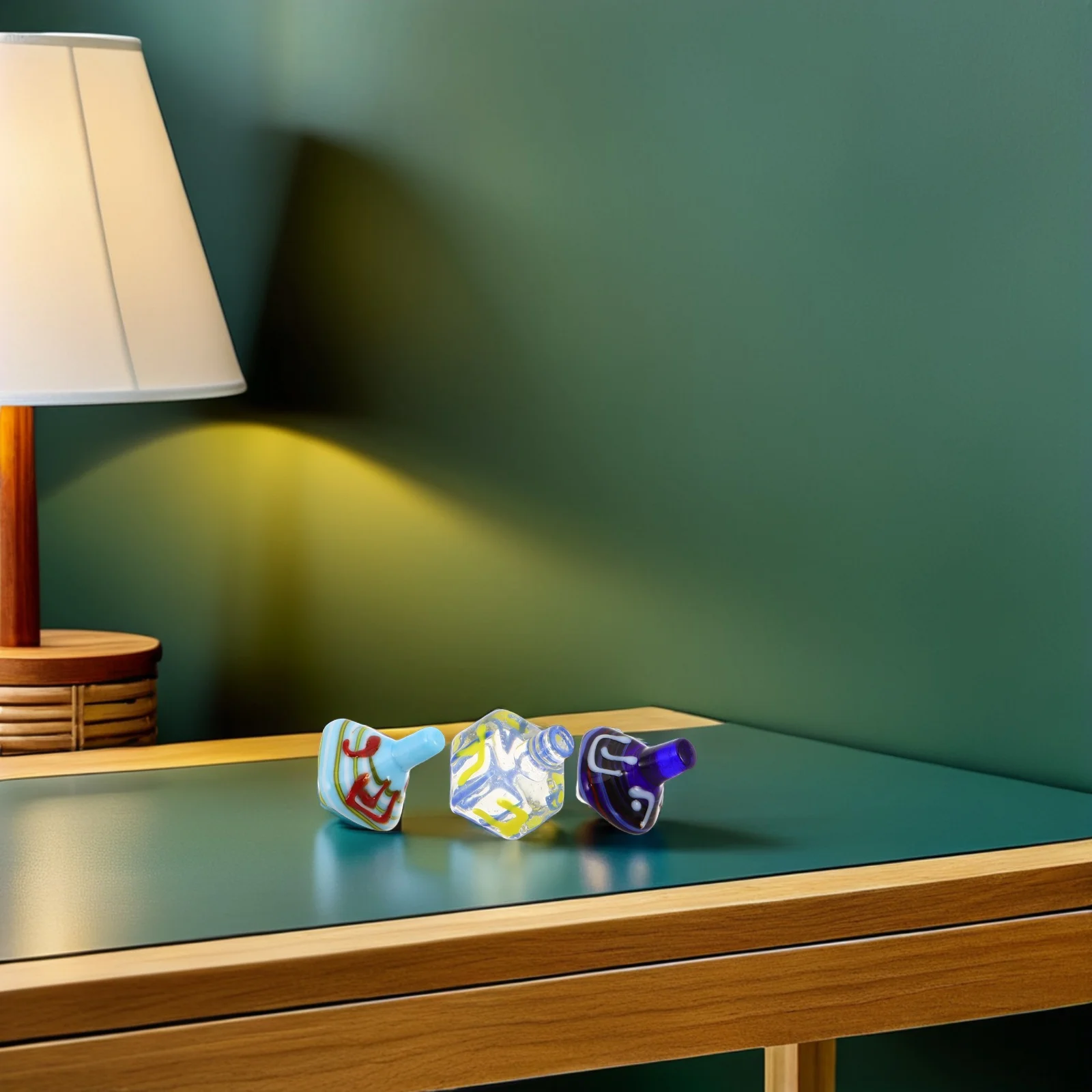 

Элегантный стеклянный набор Dreidel из 3 предметов, Ханука, Иудаика, праздничный подарок ручной работы для семейного сбора, традиционный праздничный декор