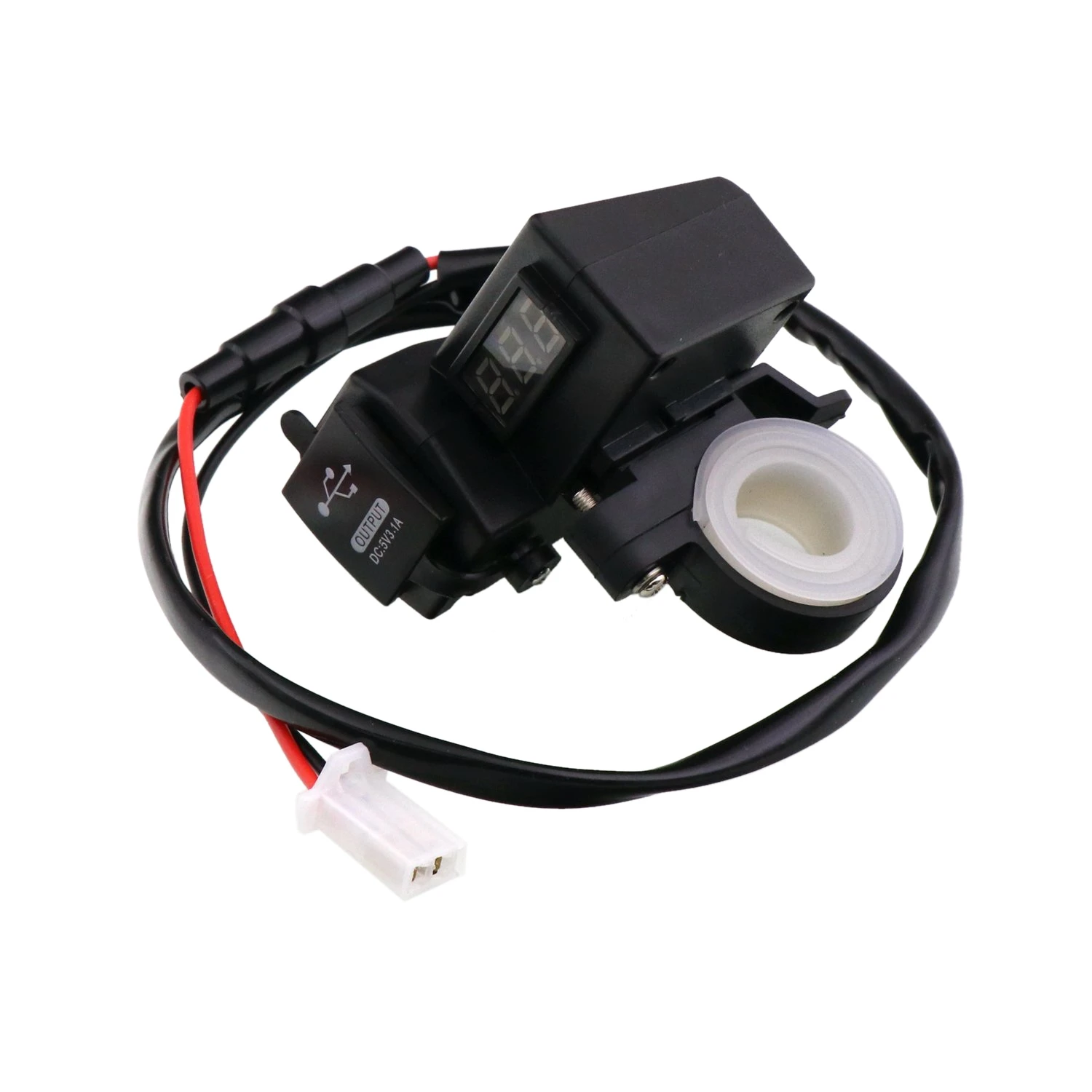 

Waterproof Motorcycle 5V 3.1A Dual USB Charger & Blue Voltage Display Voltmeter for 7/8 and 1inch Handlebar Mounting