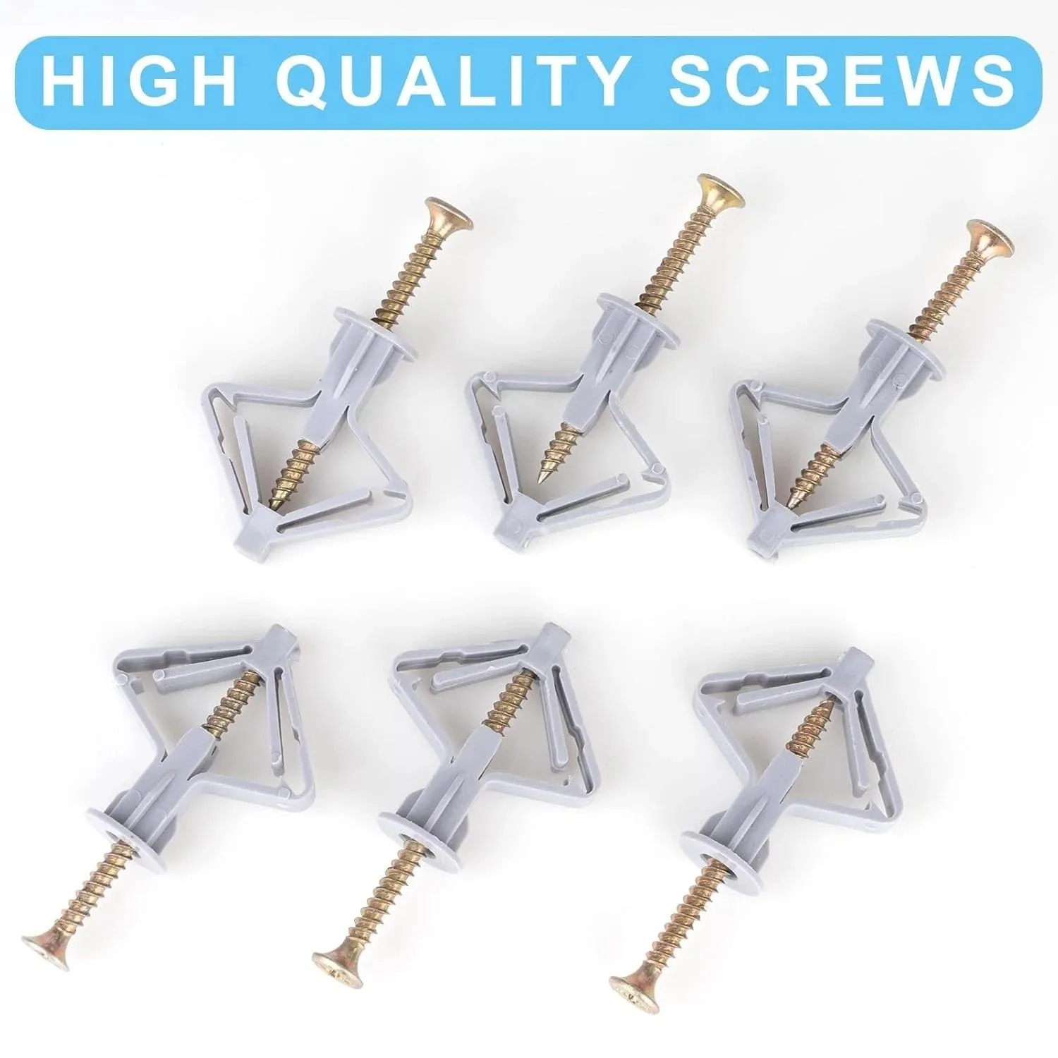 Drywall Anchor Screw Set, Nylon Butterfly Wing Anchors, Plastic Toggle Bolts for Hollow Walls, Heavy Duty Fasteners