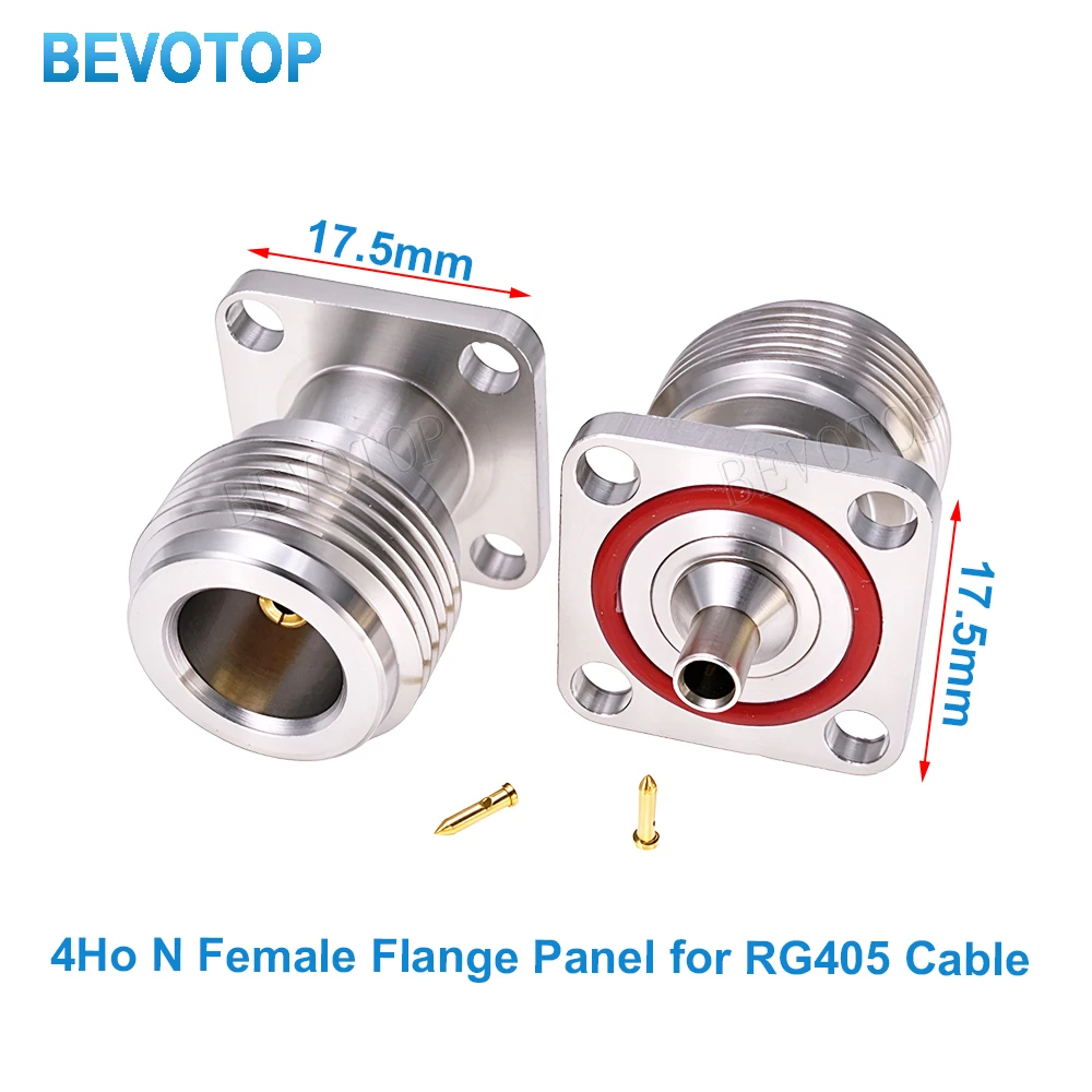 1PC N Type Waterproof N Female Jack 4-Hole Square Flange Panel Mount 50Ohm Semi-Flexible RG405 086 High Frequency Coaxial Cable