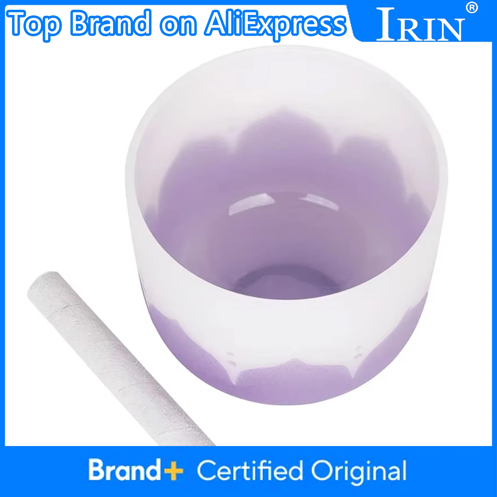 

IRIN 8 Inches B Key Singing Bowl Lotus Frosted Quartz Crystal Bowl Yoga Meditation Percussion Instrument with Parts Accessories