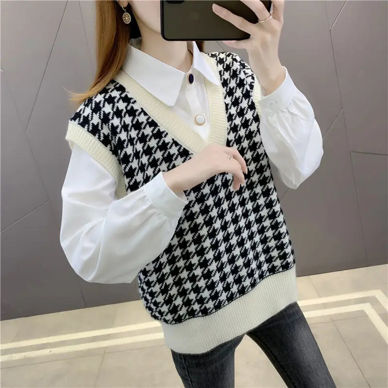 Birds Vest Sweater Women Wear Knitted Horse 2023 New Spring Loose V Neck Sleeveless Korean Version Of Sweater Vest Jacket