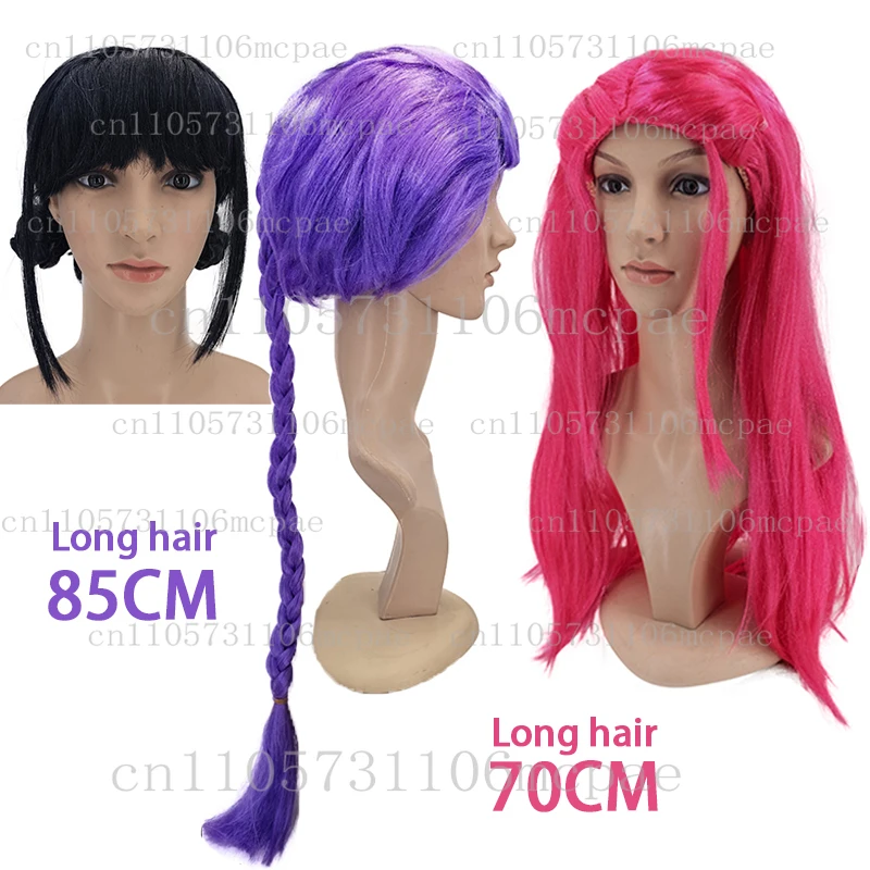 رومي ميرا زوي سنتيا بوي أنيمي زي شعر مستعار تأثيري ، الأرجواني جديلة الباروكات للنساء الرجال ، البوب المغني الشعر هالوين تأثيري الدعائم