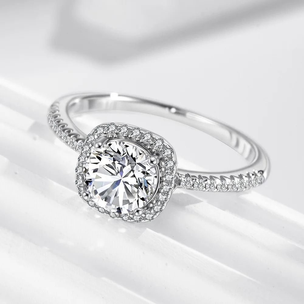 

Withered S925 Silver Simulated Diamond Princess Square Zircon Ring Wedding Ring Elegant Party Jewelry Rings Women's Ring