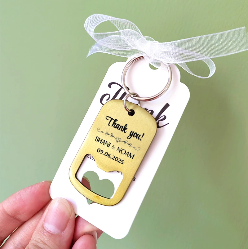20–100 Stück personalisierte gravierte Schlüsselanhänger, Flaschenöffner, Hochzeitsgeschenke, Geschenke für Gäste, Party, Taufe, individuelles Souvenir