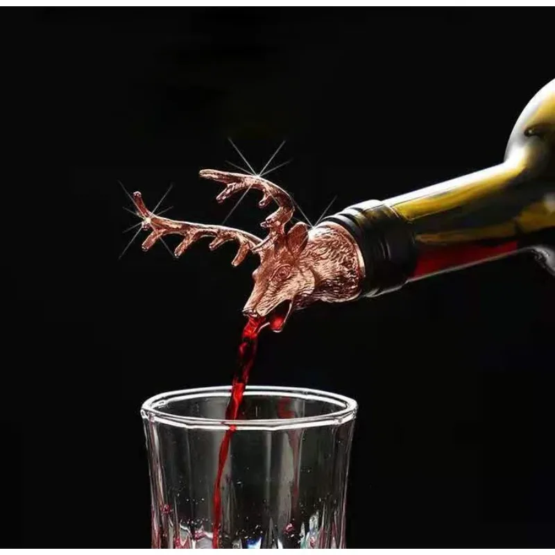 

Deer Head Wine Pourer Bottle Stoppers Zinc Alloy Bar Tools Wedding Party Drinks Wine Aerators vin accessoires