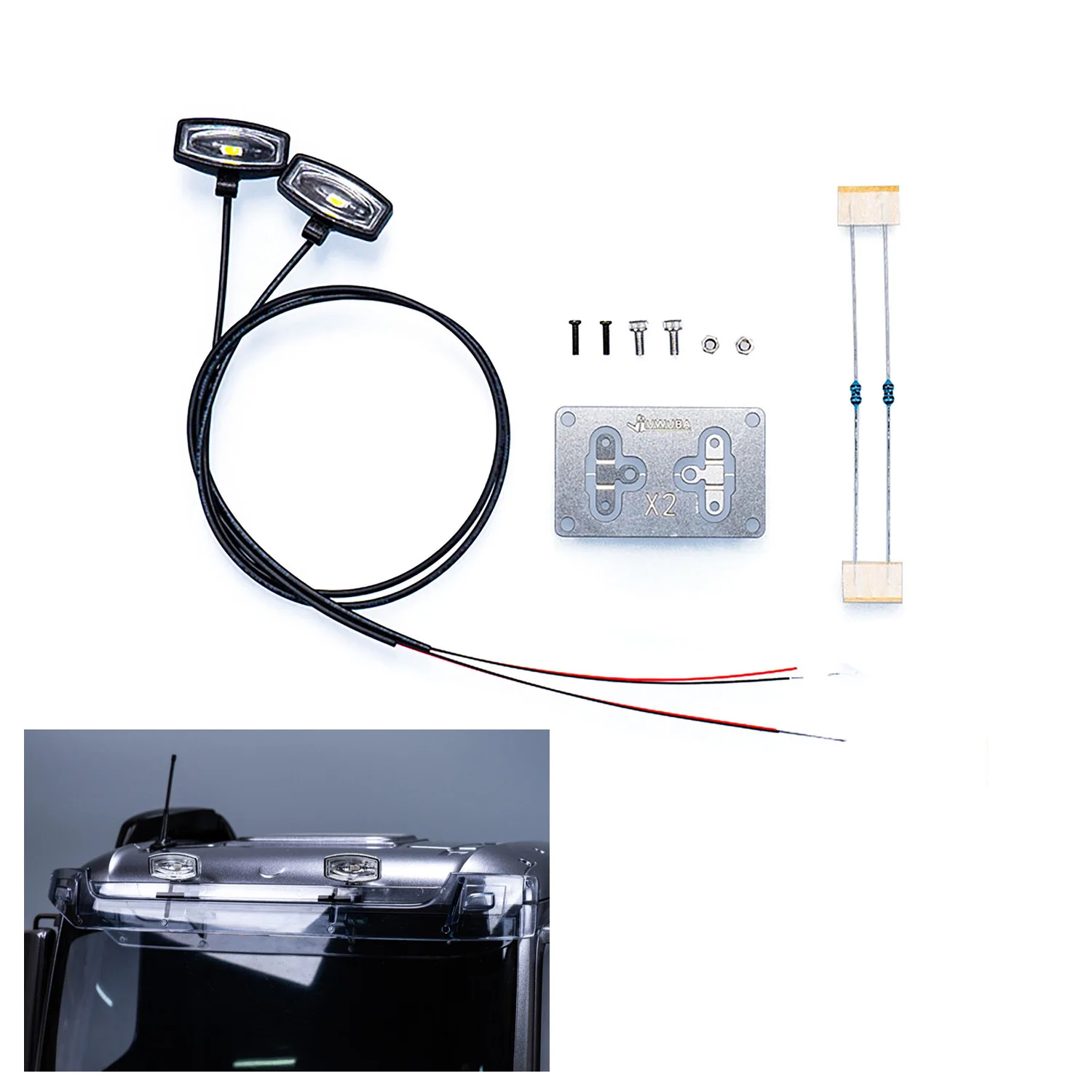 Parti 2.2V-3V Lampada faretto a LED in plastica per fai da te TAMIYAYA 1:14 RC modello di camion trattore cingolato fuoristrada auto di ingegneria