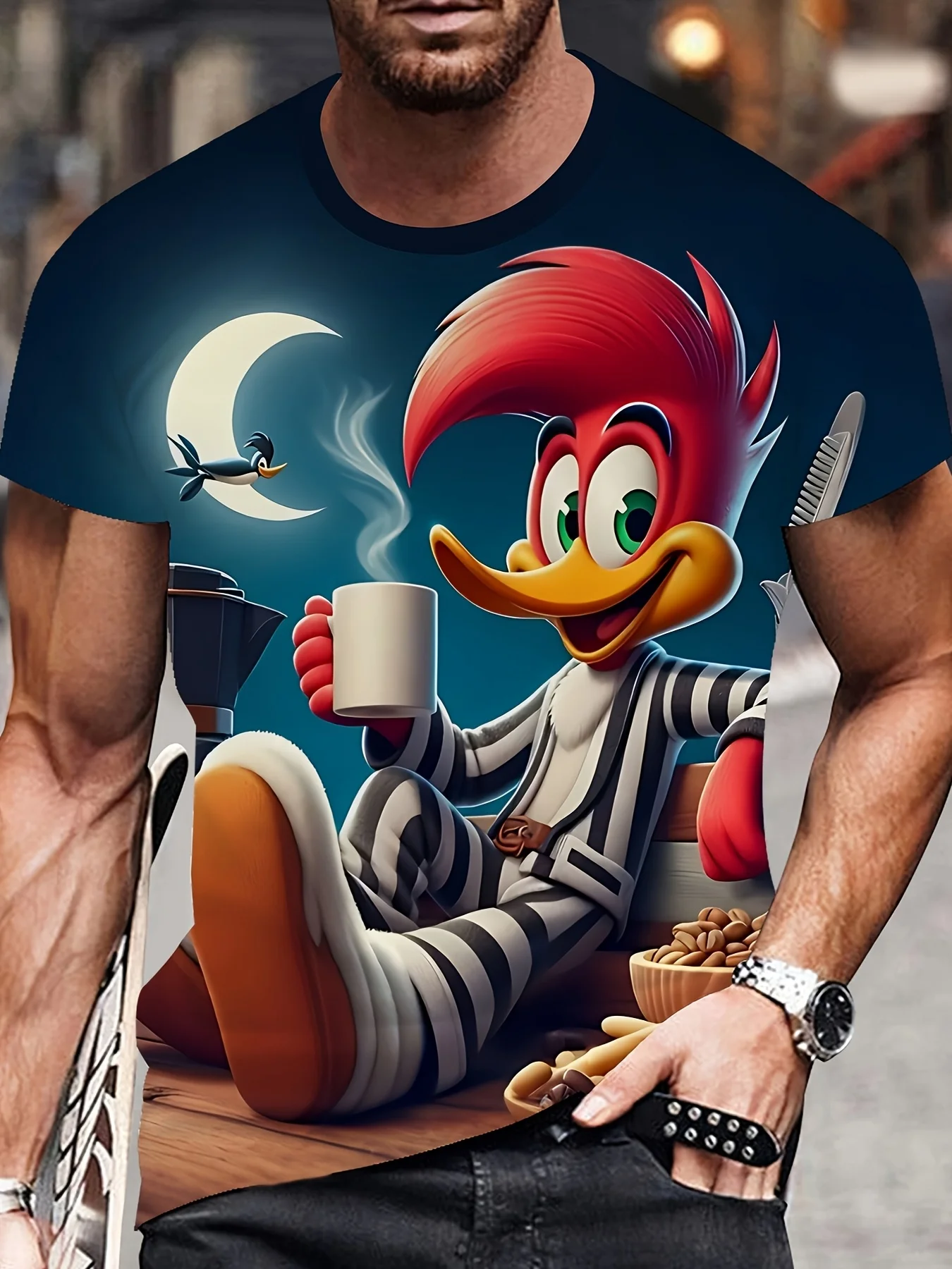 Men's Cartoon Anime Style Pattern 3D Print Round Neck Short Sleeve T-shirt,Casual Summer T-shirt,Suitable for Daily Wear and image 2