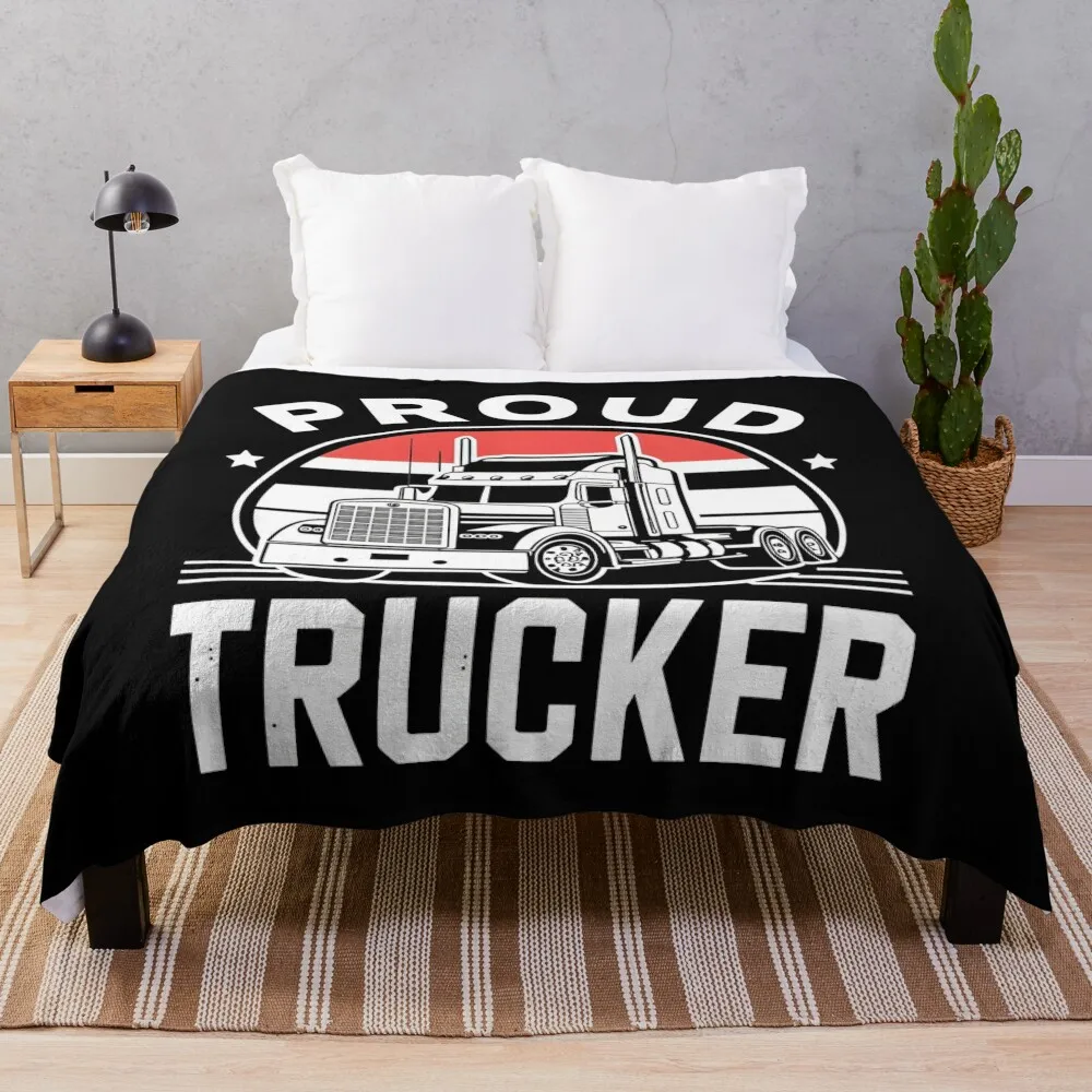 Proud Trucker Throw Blanket Giant Sofa Retros Sleeping Bag halloween Blankets