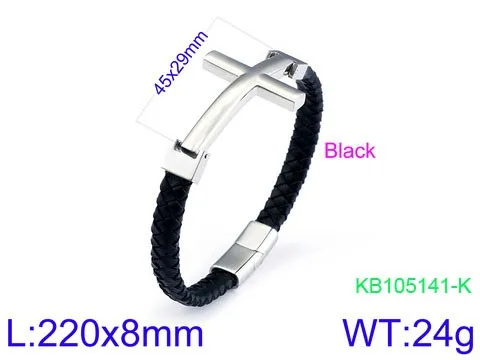 Kalen Bicycle Chain Leather Men\'s Punk Style Bracelet Zircon Decoration Jewelry Charm