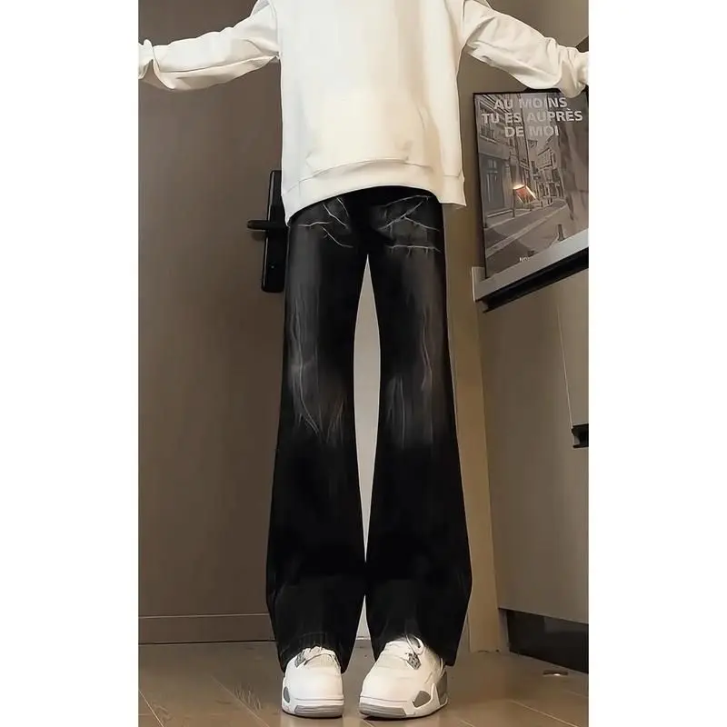 

Bla Lightning Pattern Men's Jeans Straight Leg Bell Bot High Street Sle Spring Autumn Faionable Casual Cotton Polyes...