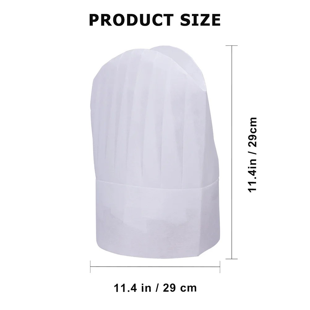 10Pcs Disposable Chef Hats Non-Woven Safe Healthy Cooking Baking Restaurant Kitchen Coffee Shop Bakery Sushi Bbq Heat Resistant