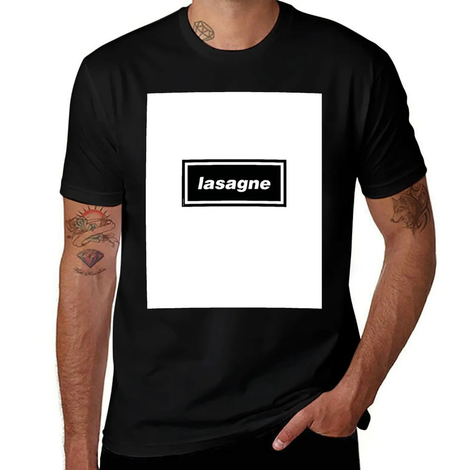 Lasagne - Oasis Gallagher 90s Band Artwork T-Shirt Casual Graphic Print Tee T-Shirt