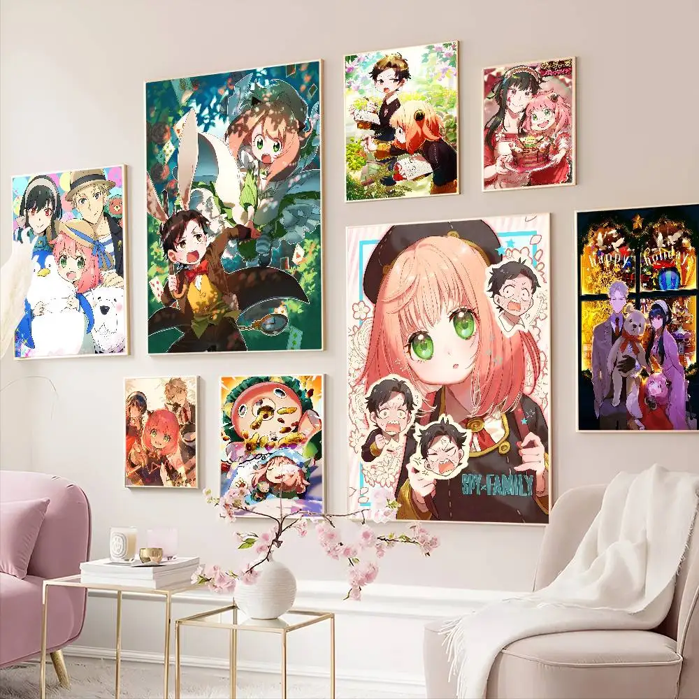 Anime Spy X Family Anya DIY Sticky Poster Whitepaper Drucke Poster Kunstwerk Vintage Dekorative Malerei