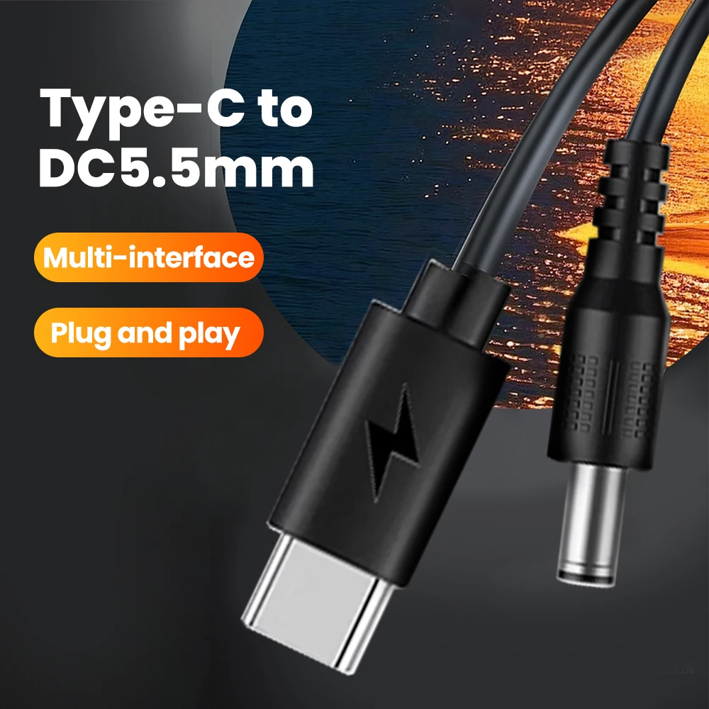 Olaf Type C To DC 5.5mm Power Boost Cable 5V Power Cable With 14 Adapters Charging Cord For Wifi Router USB C To DC Connector
