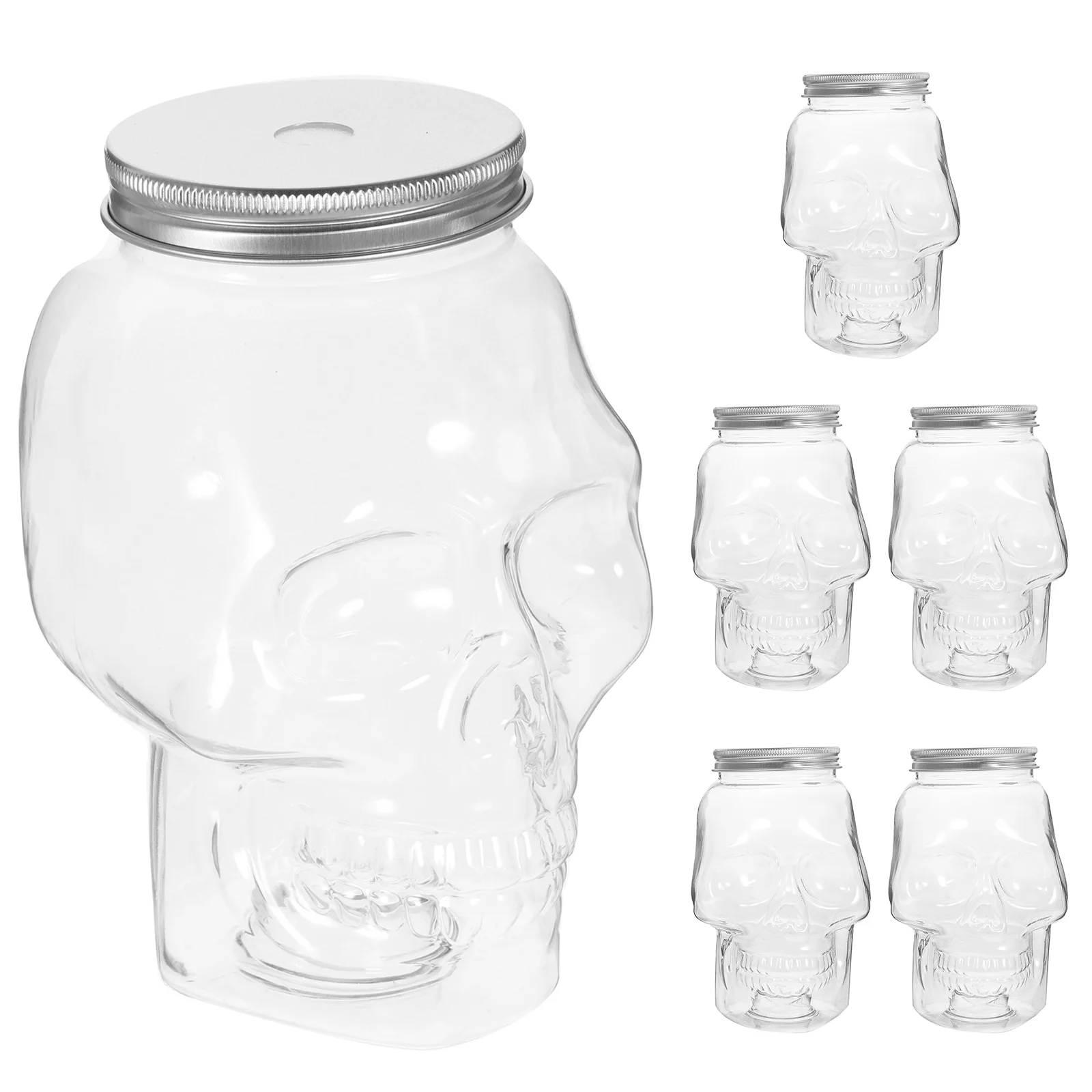 6 Pcs Halloween Skull Beverage Packing Bottles Outdoor Juice Self Made Multi-function Plastic Small Sealing