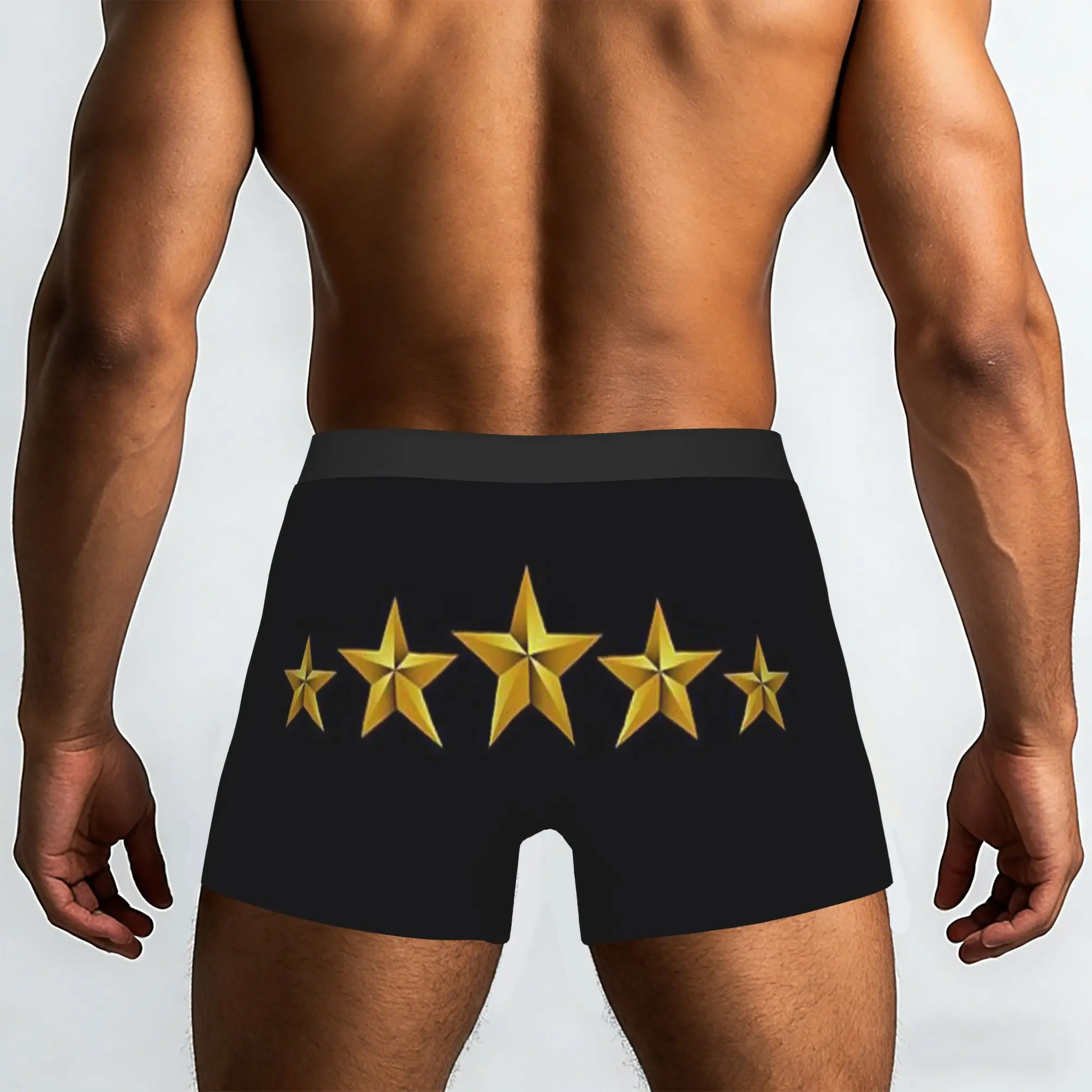 Black Five Shiny Gold Five Star Minimal Luxury Graphic   Underpants Homme Panties Men's Underwear Print Shorts Boxer Briefs