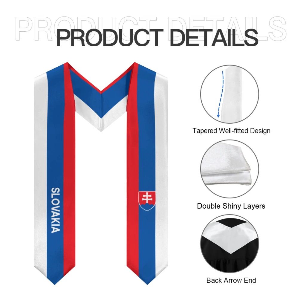 More design Graduation shawl Slovakia Flag & United States Flag Stole Sash Honor Study Aboard International Students 5