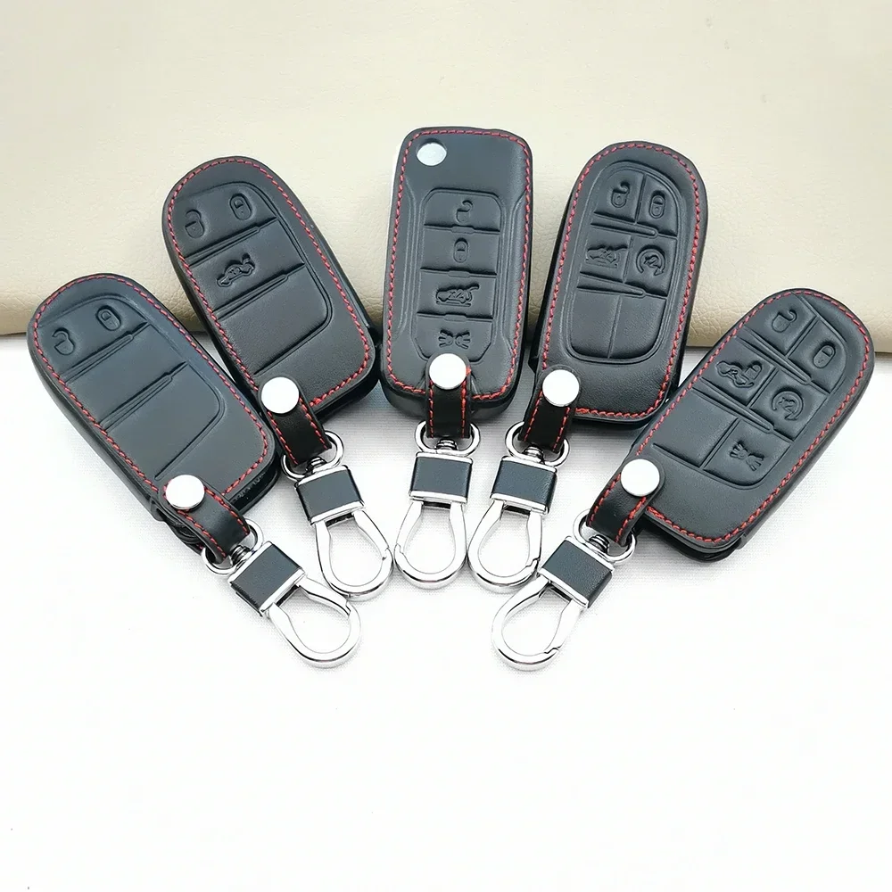 

Leather Car Remote Control Smart Key Case Shell for Jeep Grand Cherokee Dodge Ram 1500 Journey Charger Dart Challenger Durango