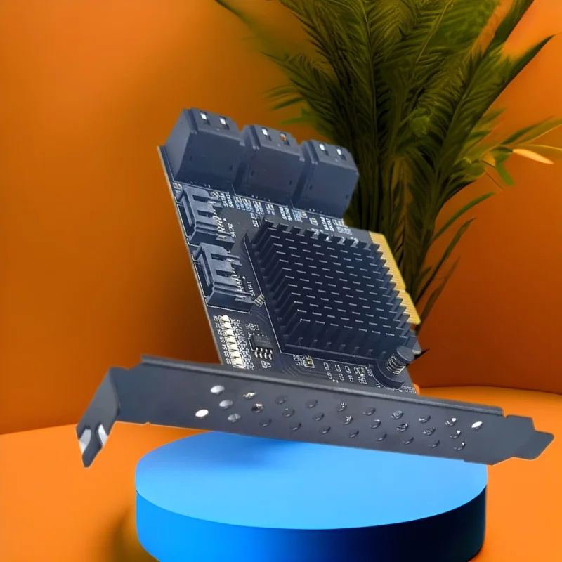 

Riser Pcie Sata PCI-E X4 8 Ports SATA3.0 6Gbps with Heatsink + Low Profile Bracket Sata Pcie Controller for Desktop PC Computer