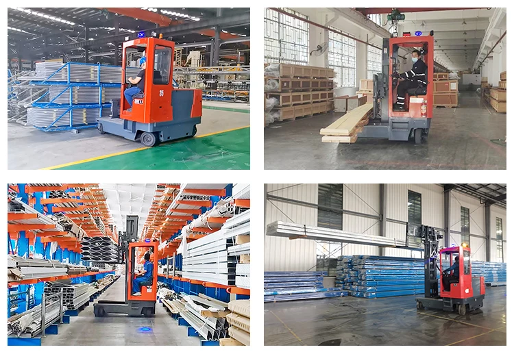 3.5 Ton 4-Way Multi-Directional Electric Side Loader Forklift, Lithium Battery for Narrow Aisle Long Material Handling
