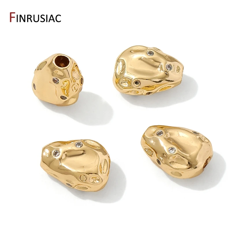 18K Gold Plated Brass Baroque Spacer Beads,Separator For Beads,Irregular Tube Beads DIY Bracelet Necklace Making Accessories