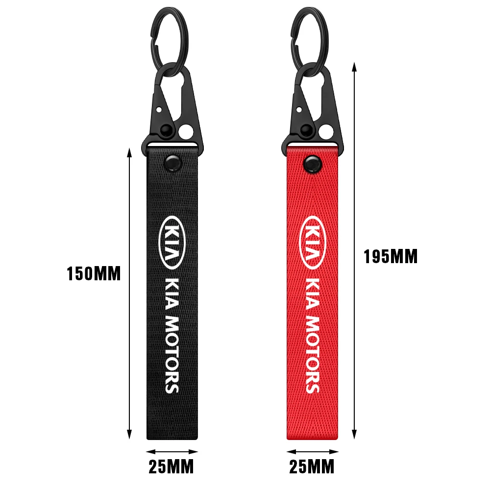 1Pcs Car 3D Metal Nylon Emblem Ribbon Key Ring Keychain For KIA Stinger RIO Sorento Picanto Ceed Borrego KN Sportage Cerato Soul view 4