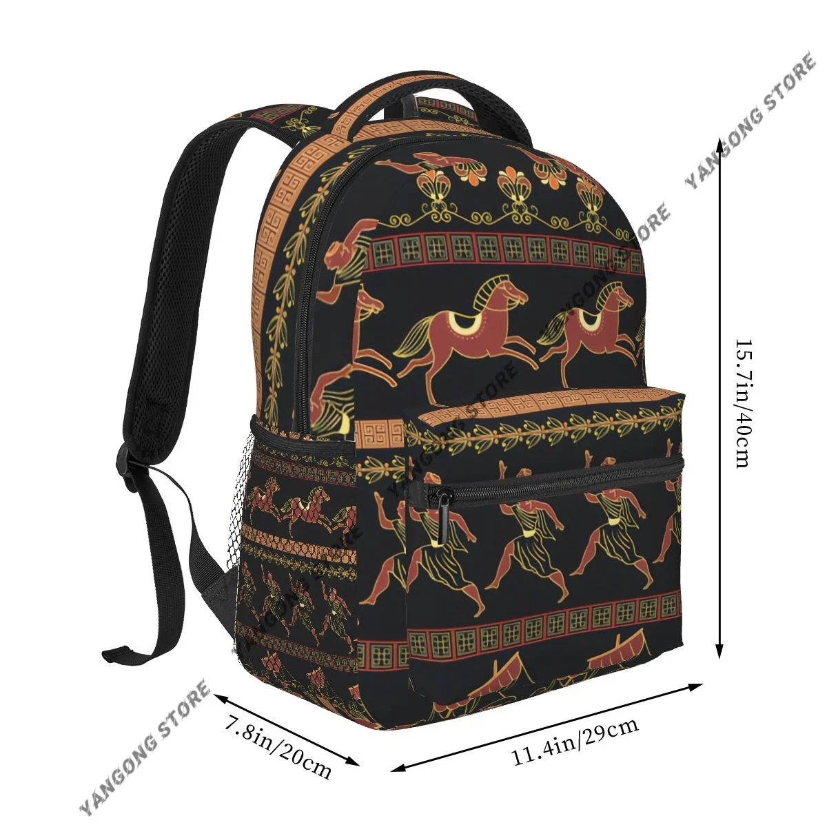 Ancient Greek Ships People Horses Traditional Ethnic For Teenagers Boys Student Bags Unisex Laptop backpack Travel Shoulder Bag