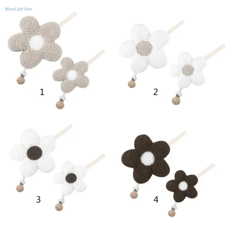 

Pacifier Clip Holder Soft Plush Flower Crib Hanging Decor Infant Pacifier Chain