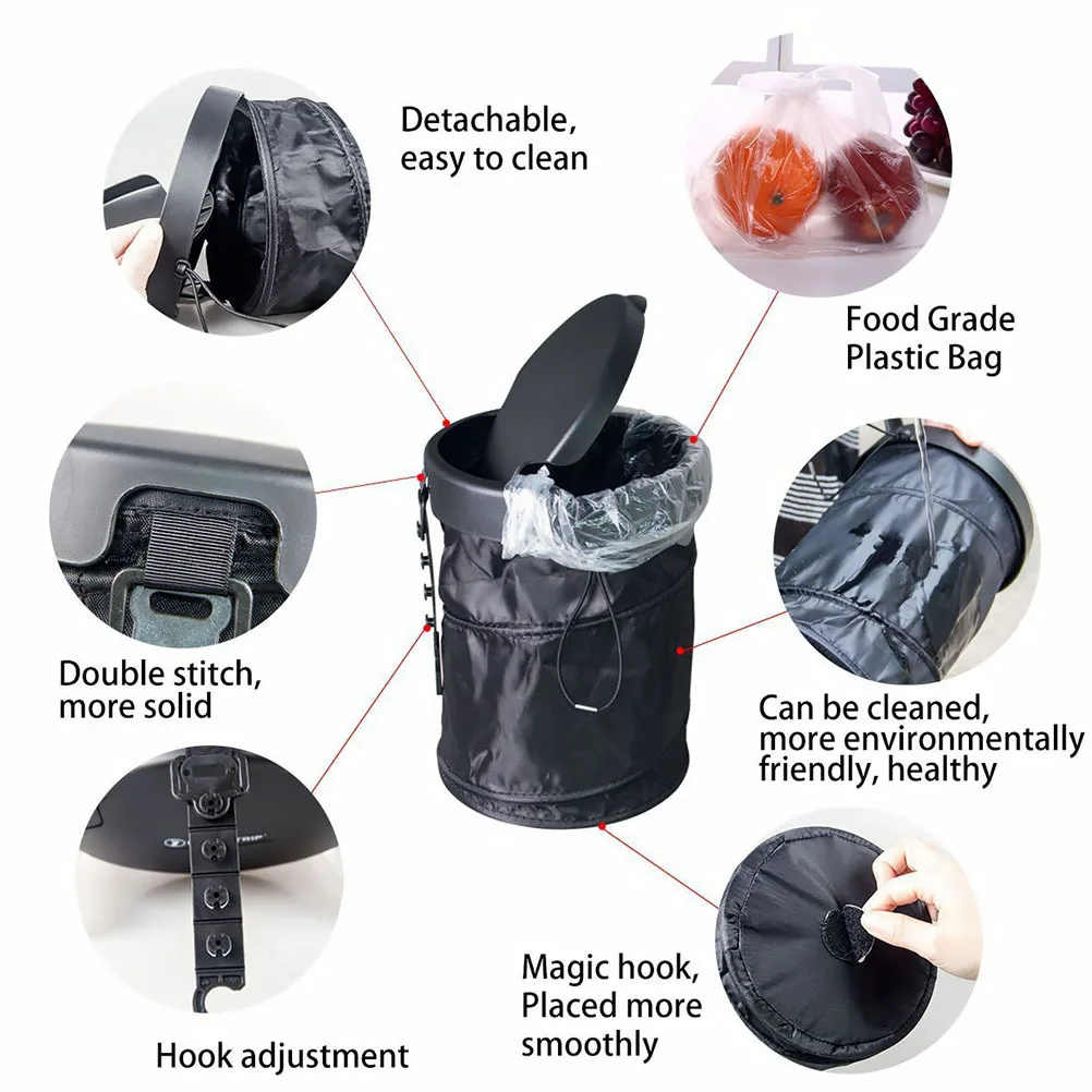 

SHERCHPRY Folding Trash Can for Car Auto Ashtray Waste Bin with Lid Rubber Mount Foldable Garbage Container Umbrella Holder