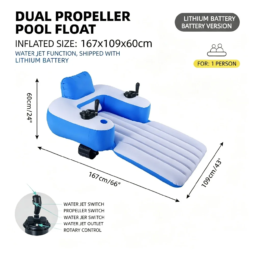 Power Propeller Inflatable Water Floating Chair, Electric Driven Floating Ring, Portable Inflatable Float for Outdoor Water Fun