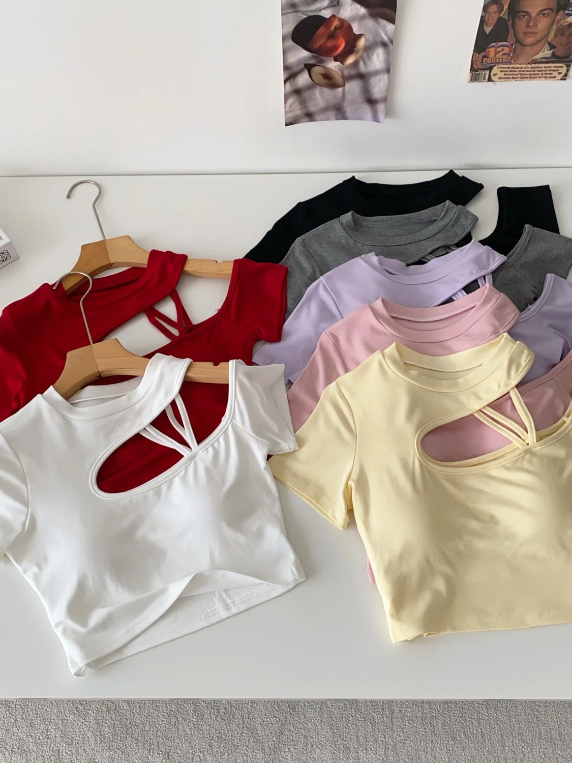 mat ort Sve T-shirt Frauen Sommer Unregelmäßige aushöhlen Design ow Schlüsselbein Bauchnabel Pure Desire Spicy Girl Top