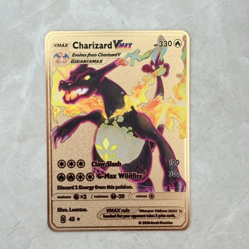 2026 NEW Pokemon Metal Card 10000 Points Arceus Charizard Super Card Golden English Mewtwo Vmax GX EX Anime Collection Card Gift view 5