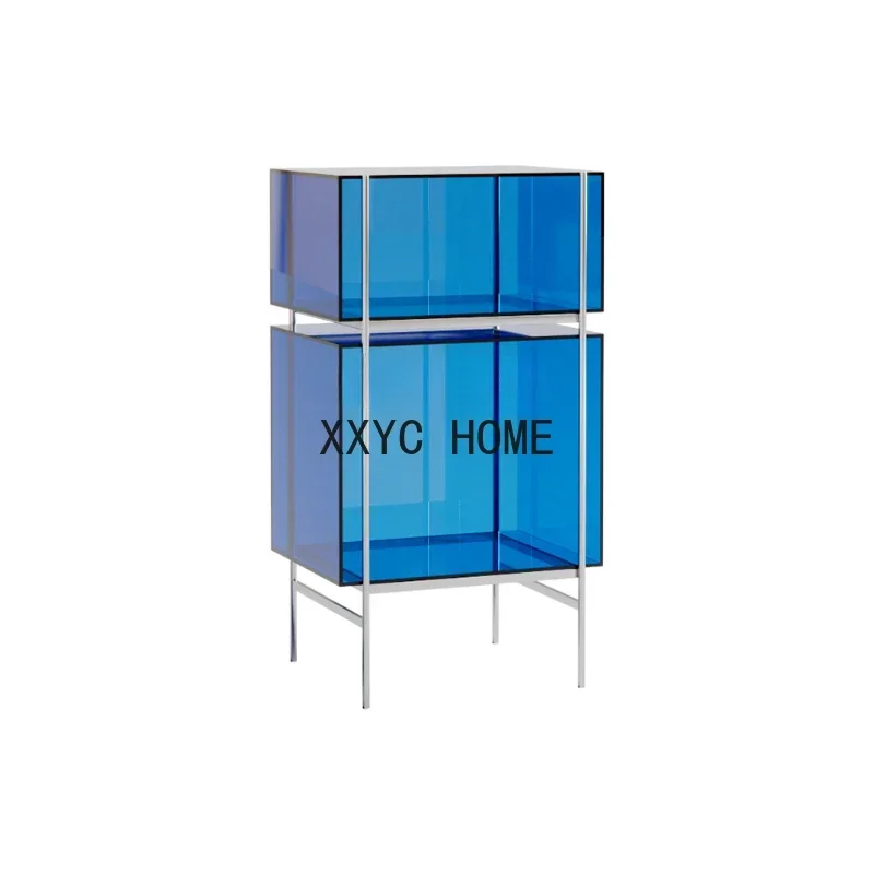 Customized Simple Color Acrylic Bookcase Floor Storage Living Room Display Cabinet Stainless Steel Multi-Layer Small Bookcase