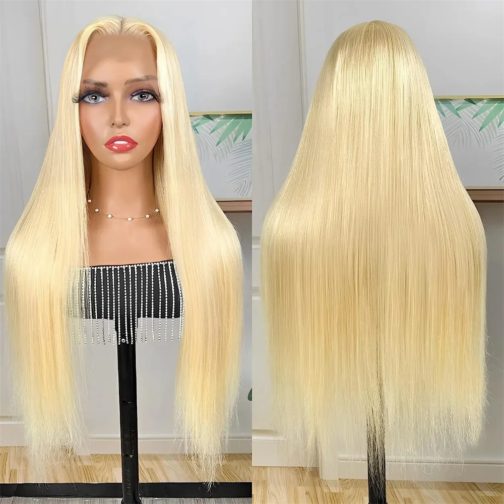 13x4 HD Transparent Full Lace Frontal Wigs 613 Blonde Colored Straight Human Hair Wig Lace Front Wigs For Women 30 32 Inches