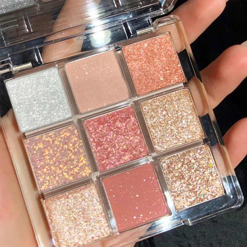 9-color Shiny Eye Shadow Eye Pigments Glitter Eyeshadow Palette Pink Pearly  Palette Korean Charming Eye Makeup Palette