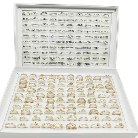 30pcs/Lot Factory Wholesale Dropshipping Antique Design Finger Rings Set Mix Style Women All Match Gift Party Bar Decorate Girl