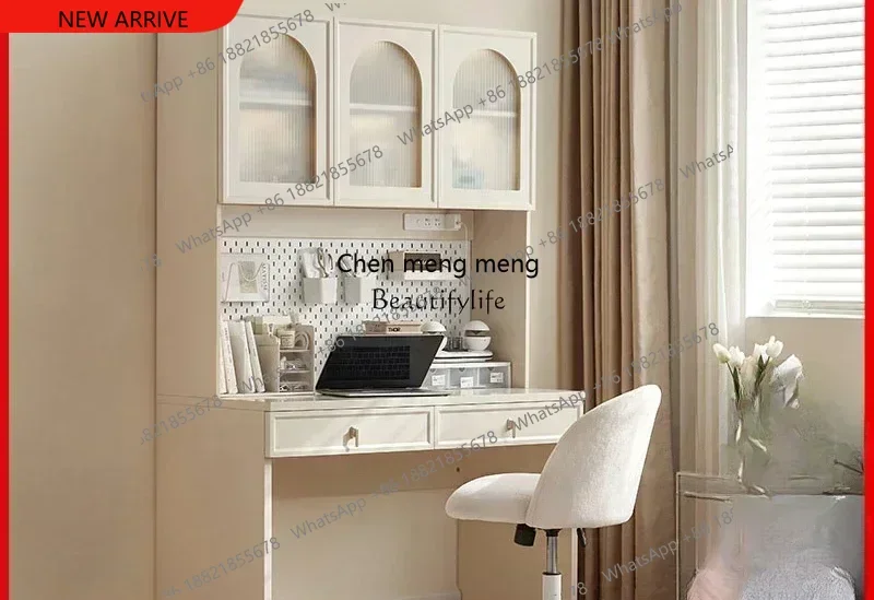 New style New French Cream Style Bookcase Integrated Corner Writing Learning Computer Desk ss 8617