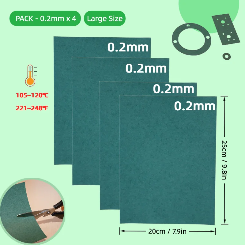 4PCS 0.2mm Gasket Paper Sheets Tear-Resistant Heatproof Oil Resistant DIY Engine Gaskets Scooter Motorcycle Lawnmower Chainsaw