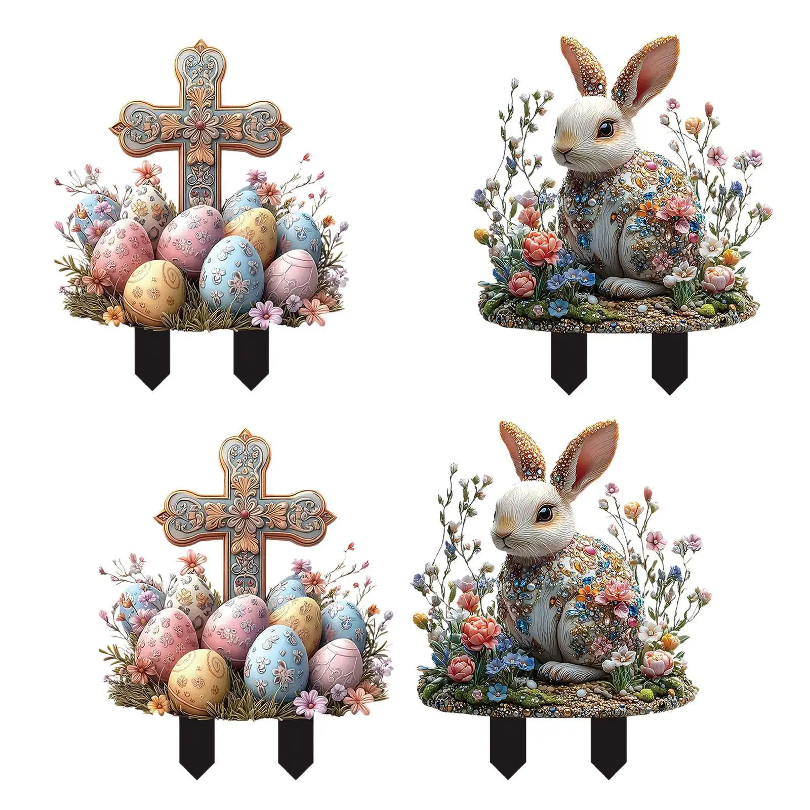 Easter Yard Sign Prop Outdoor Easter Decoration for Flowerbeds Path Walkway