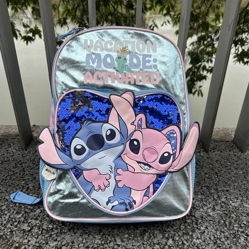 

Disney Stitch Cute Cartoon Lightweight Large Capacity Backpack Blue Love Stitch Casual Backpack Student Backpack