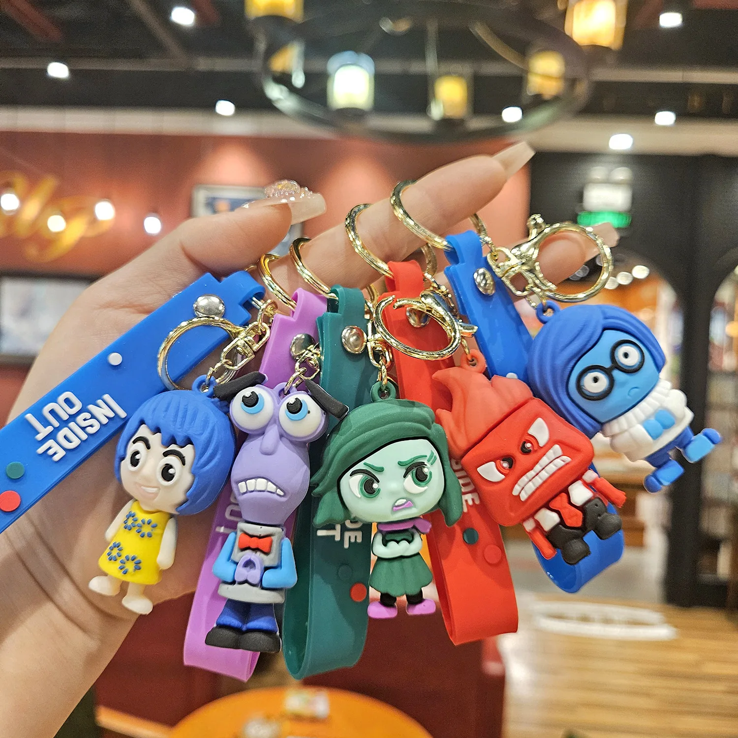 

Miniso Inside Out Cute Model Pvc Keychain Anime Kawaii Cartoon Character Action Figures Toys For Car Keys Bag Party Gift