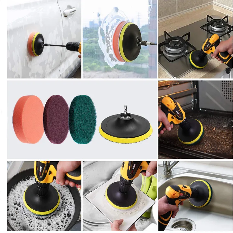 Uniwersalna wiertarka szczotka peeling klocki 22 sztuk mocne ścieranie czyszczenie zestaw kuchenny cel Cleaner szorowanie wiertarka do basenu łódź domu