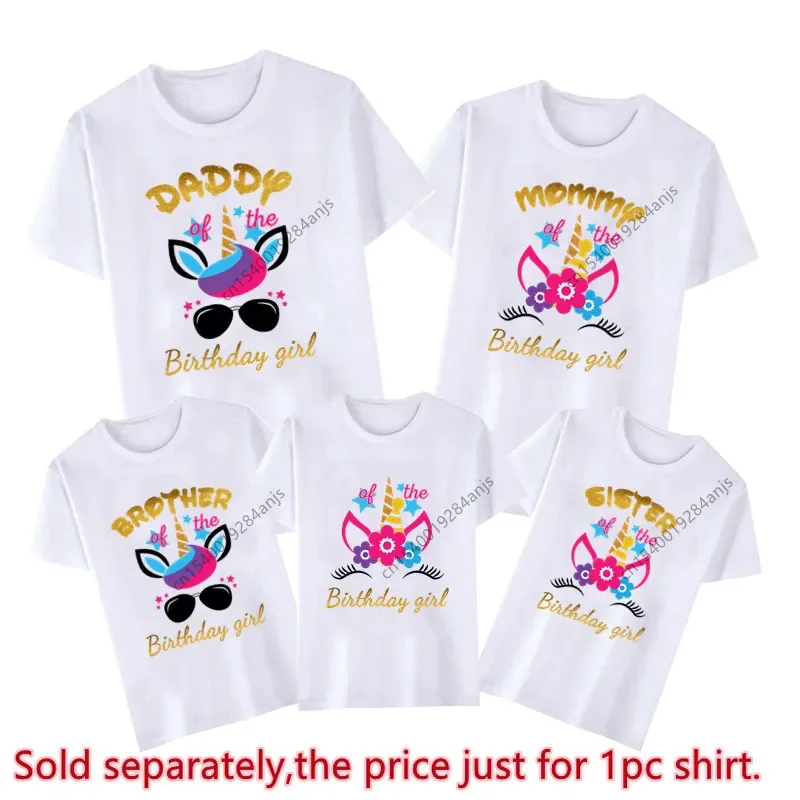 

New Funny Unicorn Family Matching Clothes Father Mother Daughter Son Birthday T-Shirt Family Dress Party Kids T-Shirt