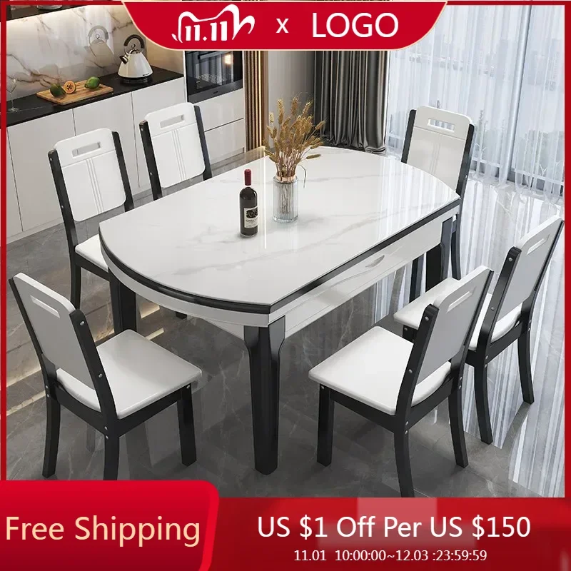 

Wood Vinyl Dining Table Cover Waterproof Extensio Industrial Dining Table Luxury Rectangle Mesa Comedor Kitchen Furniture