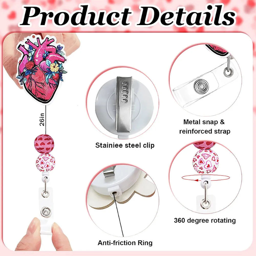 Badge Reel Key Retractable Buckle Rotating Alligator Clipid Holder Clip Beaded Key Retractable Buckle Easy-Pull Buckle  New