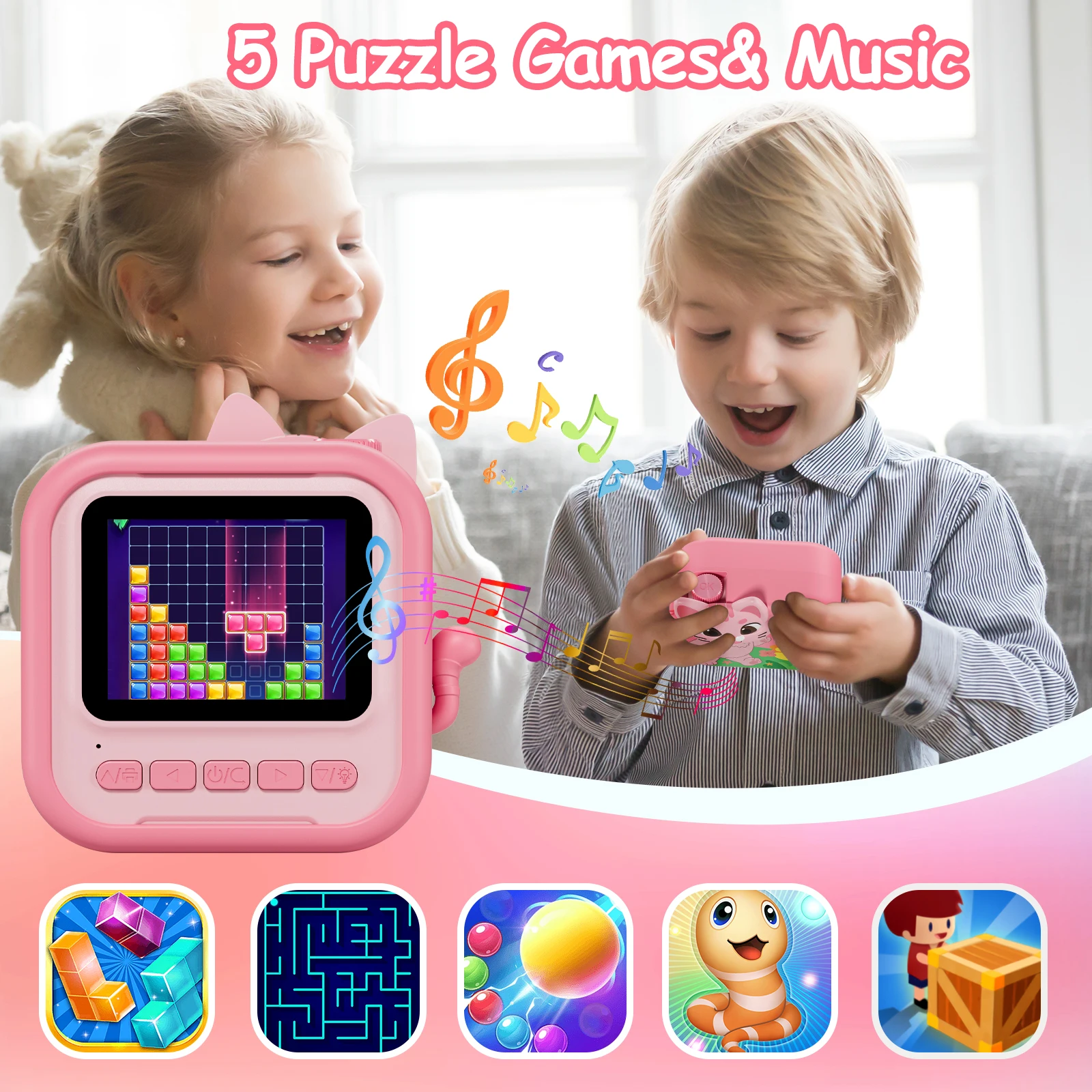 Gofunly 2,4-Zoll-Sofortbildkamera für Kinder, 1080P HD-Digital-Sofortbildkamera mit 32 GB Karte und 5 Farbstiften, Sofortbildkamera für