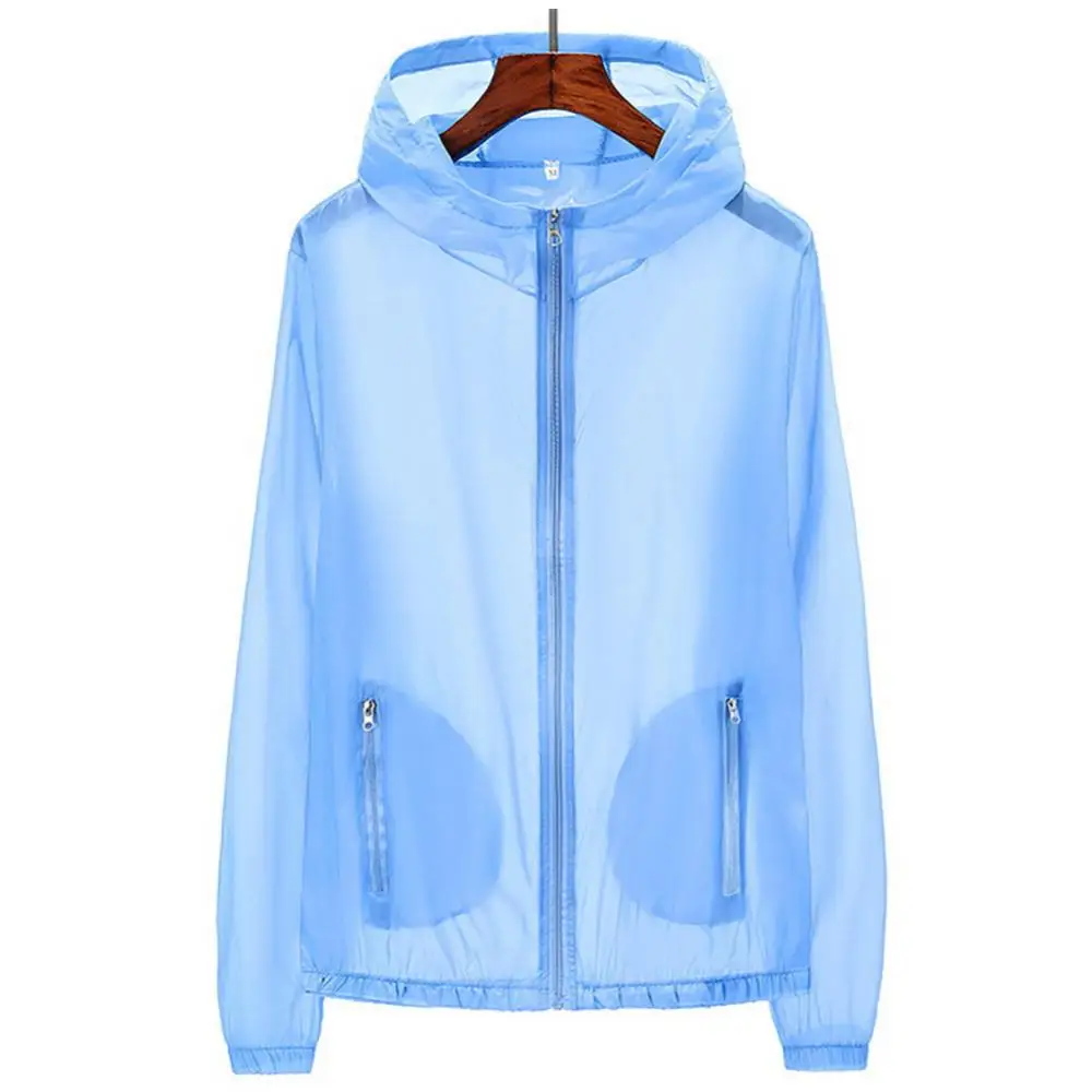 Summer Ice Silk Sunscreen Clothing Women's Solid Color Ultra-thin Breathable Quick-drying Outdoor Men's Waterproof Hooded Jacket