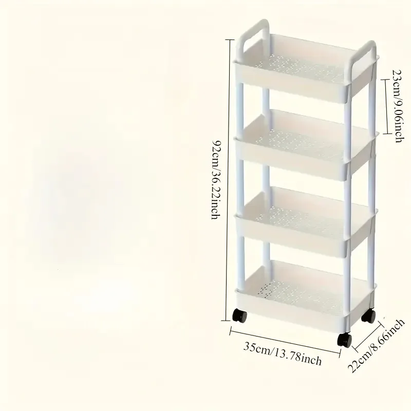 عربة تخزين دوارة مكونة من 4 طبقات - منظم منزلي للحمام والمطبخ المتنقل مع عجلات لمستلزمات الوجبات الخفيفة والمزيد #6