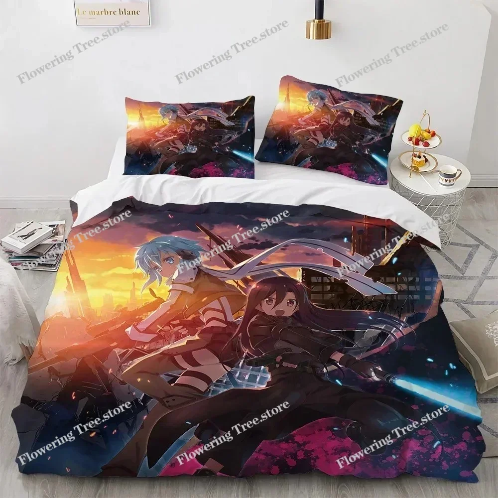 

Sword Art Online Bedding Set Anime Duvet Covers King Queen Double Twin Size Adults Kids Bed Linens Single Double Size Decor Home